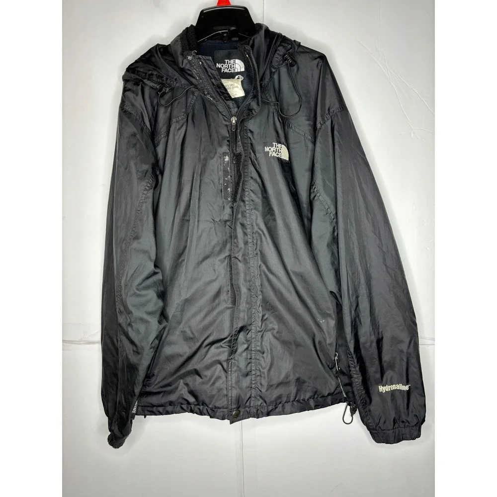 VTG The North Face Black Hydrenaline Mens Large Hooded Windbreaker‎ Jacket Korea